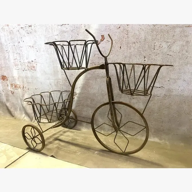 Wrought Iron 3 Basket Tricycle Antique Style
