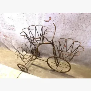 Wrought Iron 3 Basket Tricycle Antique Style dried flower branch  