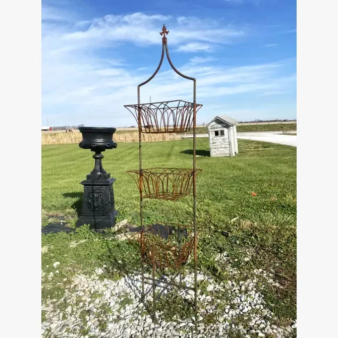 Wrought Iron 3 Tiered Basket Decorative Container