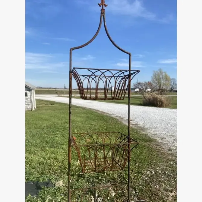 Wrought Iron 3 Tiered Basket Decorative Container dried flower branch  
