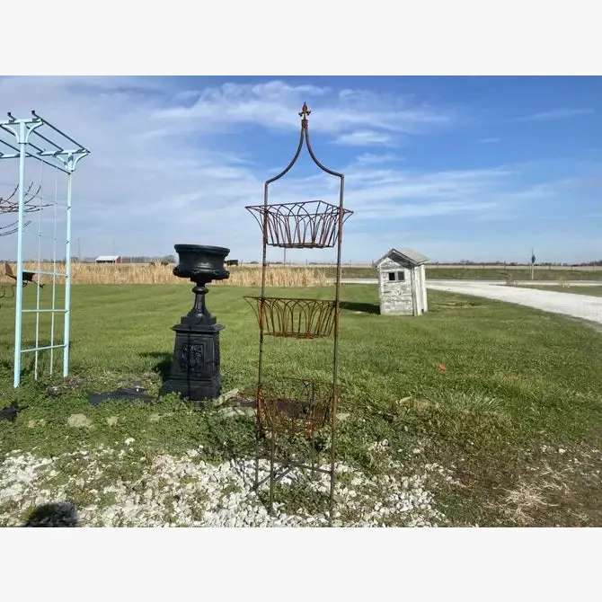 Wrought Iron 3 Tiered Basket Decorative Container