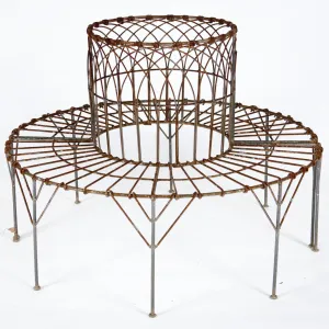 Wrought Iron Adult English Tree Bench Round dried flower branch  