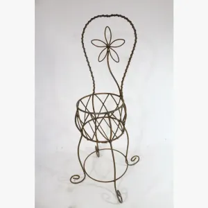 Wrought Iron Basket Daisy Planter Chair Pot Holder dried flower branch  