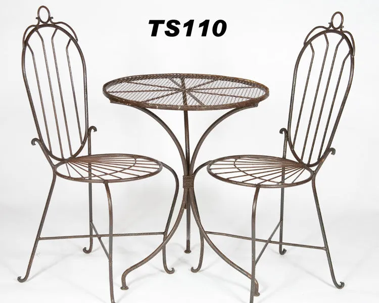 Wrought Iron Bistro Set Simple Table & 2 Chairs dried flower branch  