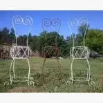 Wrought Iron Chair with Basket Plant Holder with Decorative