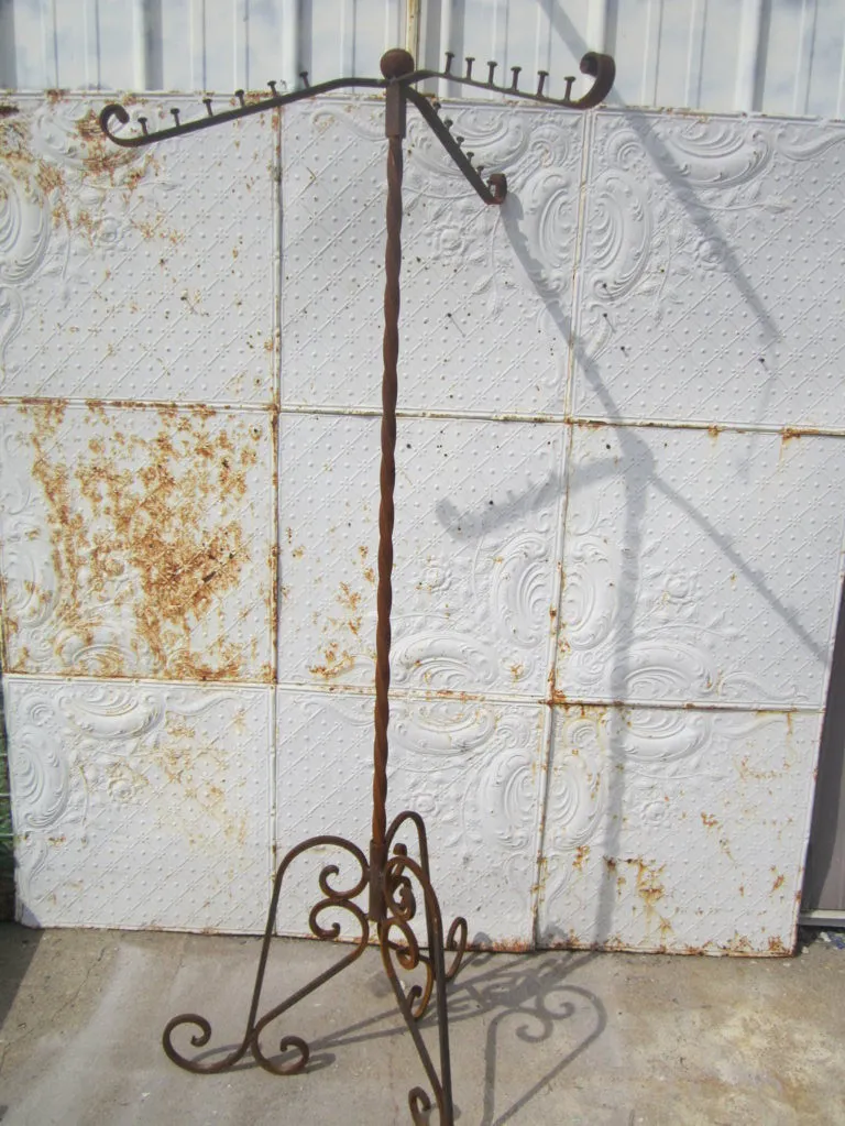 Wrought Iron Coat Rack or Clothing Display Rack dried flower branch  