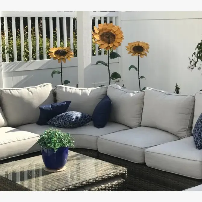 Wrought Iron Colorful Sunflowers on Stakes Set of 3