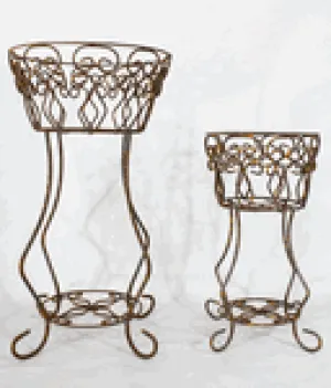 Wrought Iron Diamond Planters with Bottom Shelf Set of 2 dried flower branch  