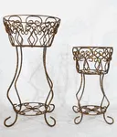 Wrought Iron Diamond Planters with Bottom Shelf Set of 2 dried flower branch  
