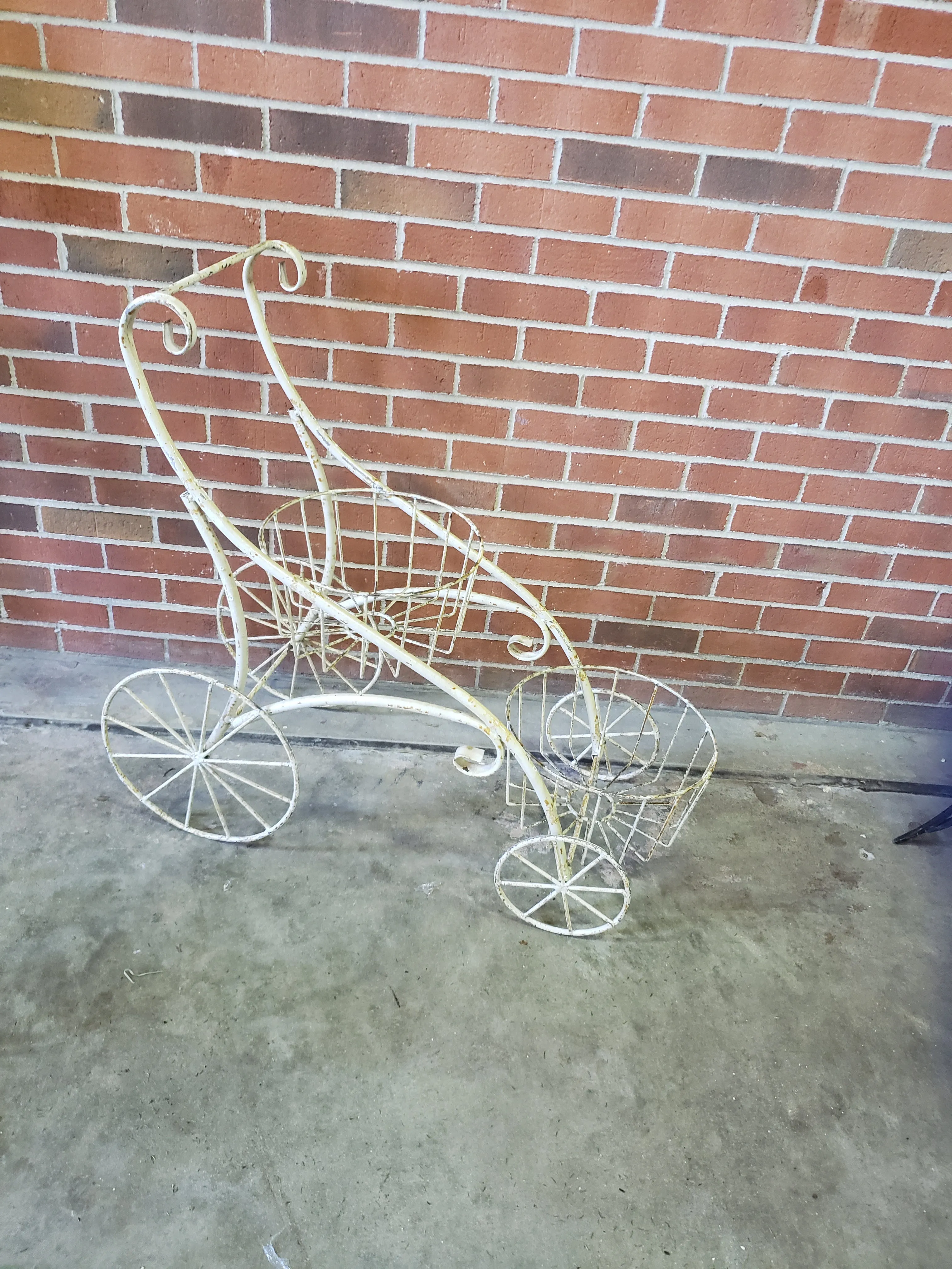 Wrought Iron Double Basket Cart dried flower branch  