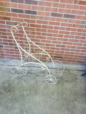 Wrought Iron Double Basket Cart dried flower branch  