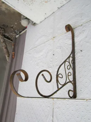 Wrought Iron Double Hook Sign Bracket dried flower branch  