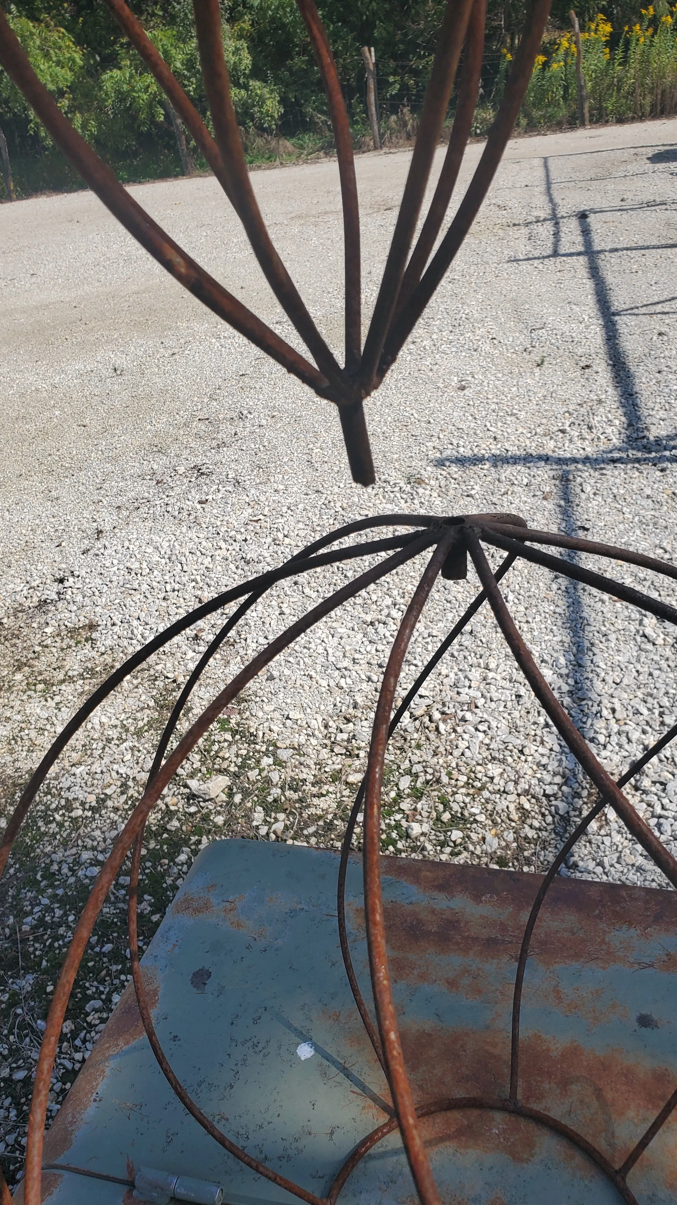 Wrought Iron Double Spin Topiary with Tin Ball & Stakes