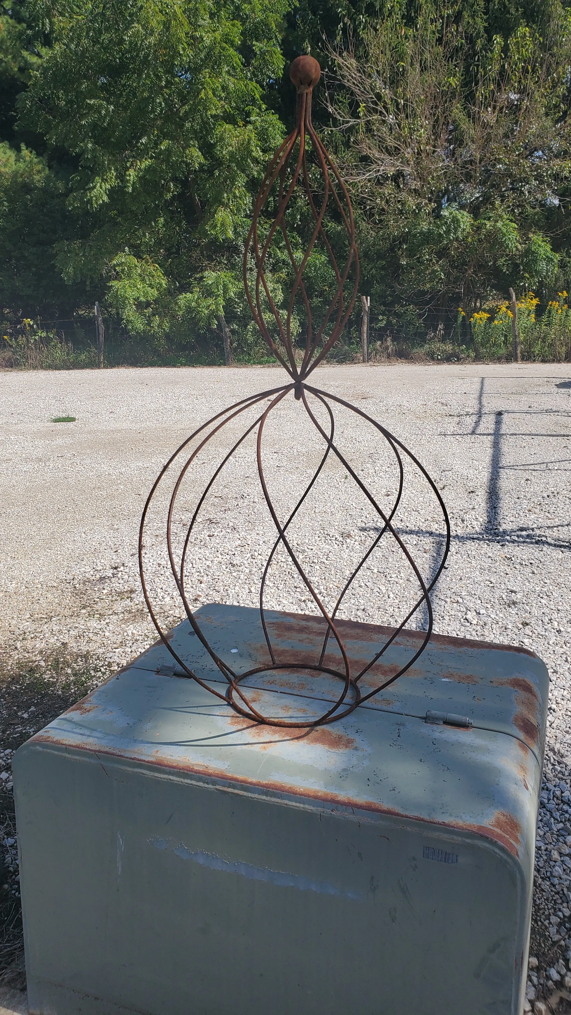 Wrought Iron Double Spin Topiary with Tin Ball & Stakes