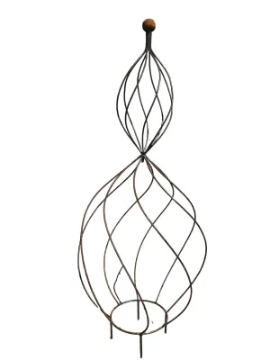 Wrought Iron Double Spin Topiary with Tin Ball & Stakes dried flower branch  