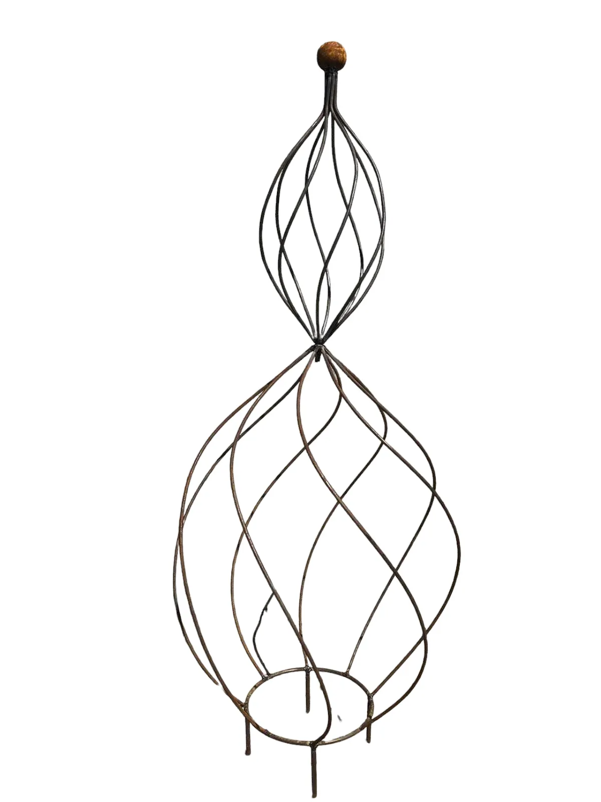 Wrought Iron Double Spin Topiary with Tin Ball & Stakes dried flower branch  