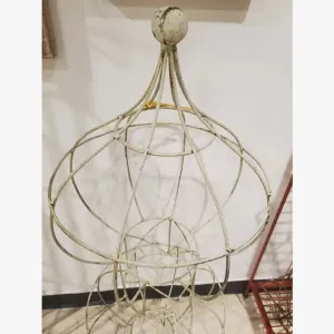 Wrought Iron Double Topiary with Ball on Top Obelisk dried flower branch  