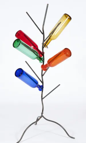 Wrought Iron Empty Wine Bottle Tree dried flower branch  