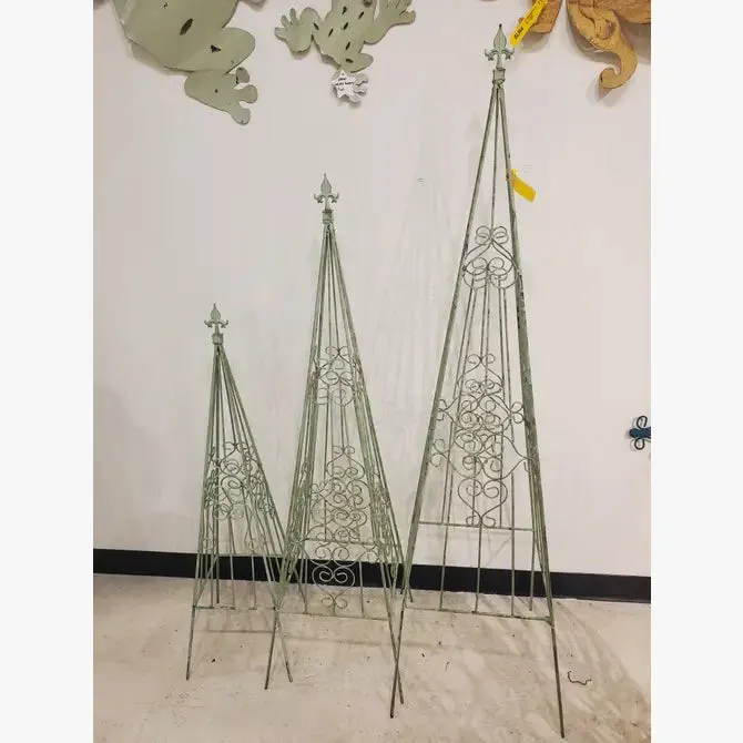 Wrought Iron Fancy Decorative Obelisk Scroll Set of 3