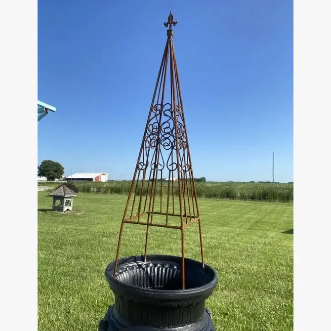 Wrought Iron Fancy Decorative Obelisk Scroll Set of 3