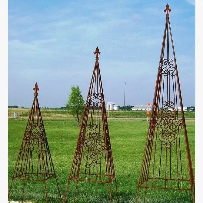 Wrought Iron Fancy Decorative Obelisk Scroll Set of 3