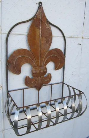Wrought Iron Flat Tin Wall Basket Decorative Basket dried flower branch  