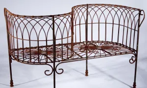 Wrought Iron French Courting Bench Loopy Wire dried flower branch  