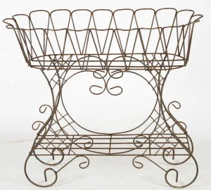 Wrought Iron French Look Planter with Scalloped Basket dried flower branch  