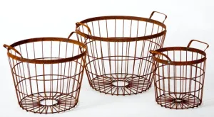 Wrought Iron Gathering Basket Set of 3 dried flower branch  