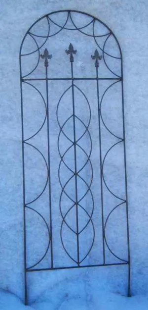 Wrought Iron Hoop & Arrow Garden Trellis dried flower branch  