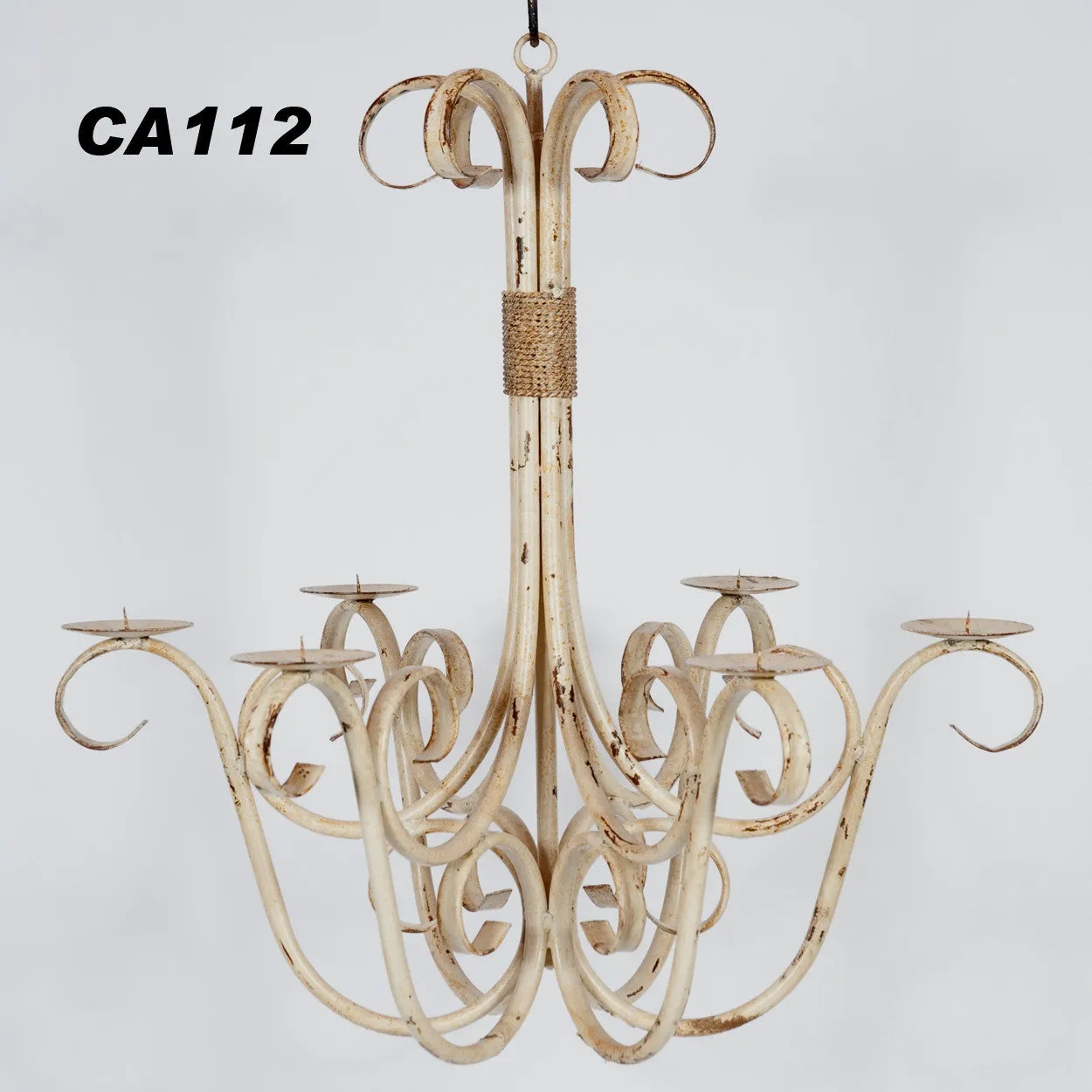 Wrought Iron Huge Round Scroll Chandelier, Non-Electric dried flower branch  