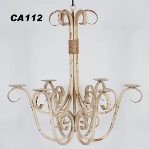Wrought Iron Huge Round Scroll Chandelier, Non-Electric dried flower branch  