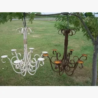Wrought Iron Huge Round Scroll Chandelier, Non-Electric
