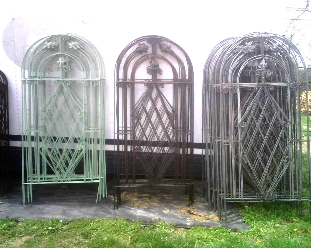 Wrought Iron Large Triple Final Trellis Plant Support