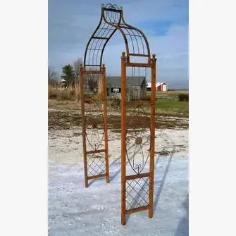 Wrought Iron Medallion Flower Arbor