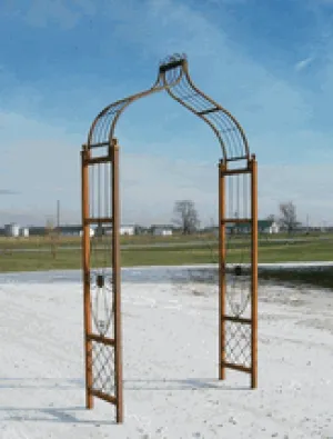 Wrought Iron Medallion Flower Arbor dried flower branch  