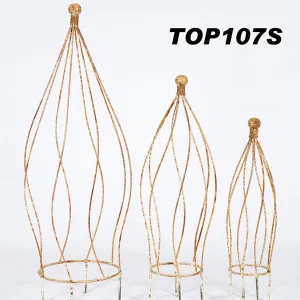Wrought Iron Metal Swirl Topiary with Ball on Top Obelisks dried flower branch  