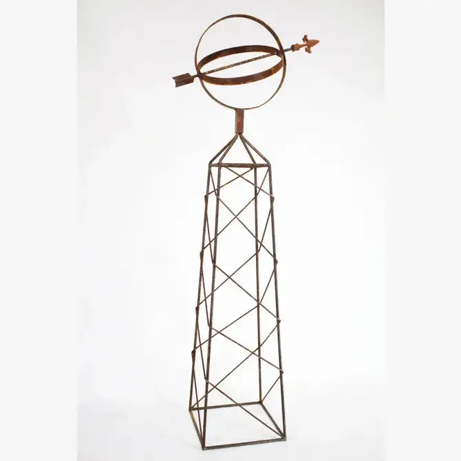 Wrought Iron Military Trellis Sundial Topiary Set of 5