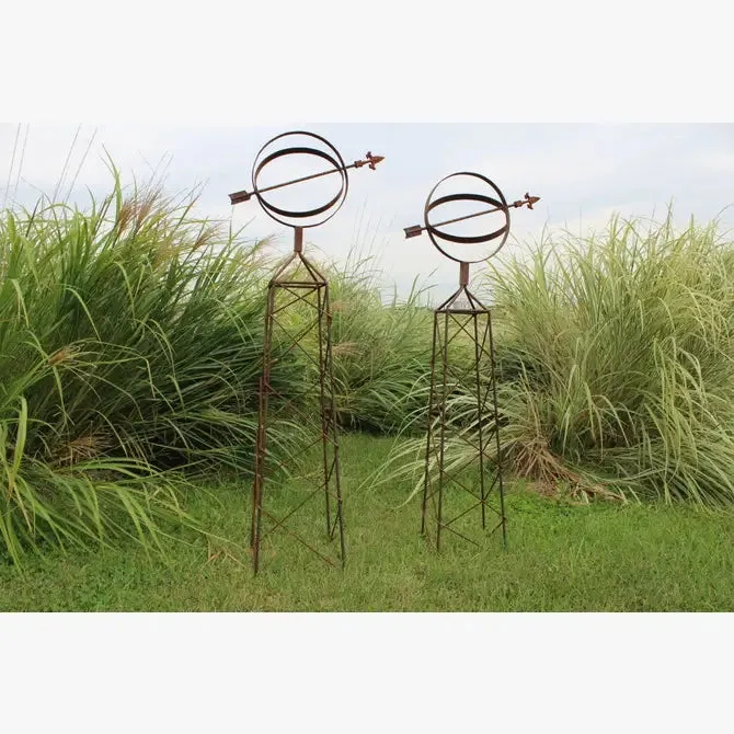 Wrought Iron Military Trellis Sundial Topiary Set of 5