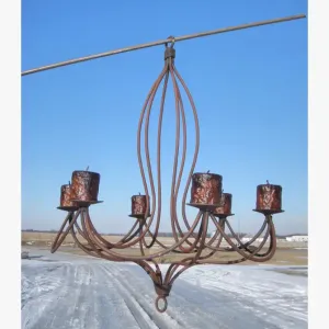 Wrought Iron Octopus Chandelier with S Hook dried flower branch  