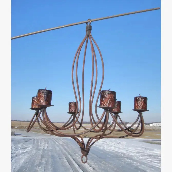 Wrought Iron Octopus Chandelier with S Hook dried flower branch  