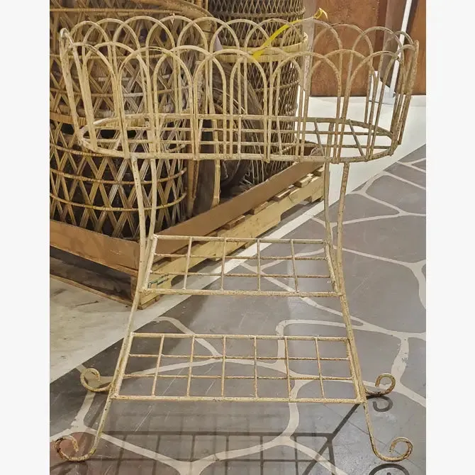 Wrought Iron Oval Fern Stand with 2 Shelves Plant Stand