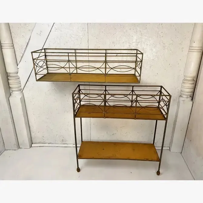 Wrought Iron Rectangle Tin Bottom Plant Stand Display Rack