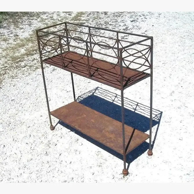 Wrought Iron Rectangle Tin Bottom Plant Stand Display Rack