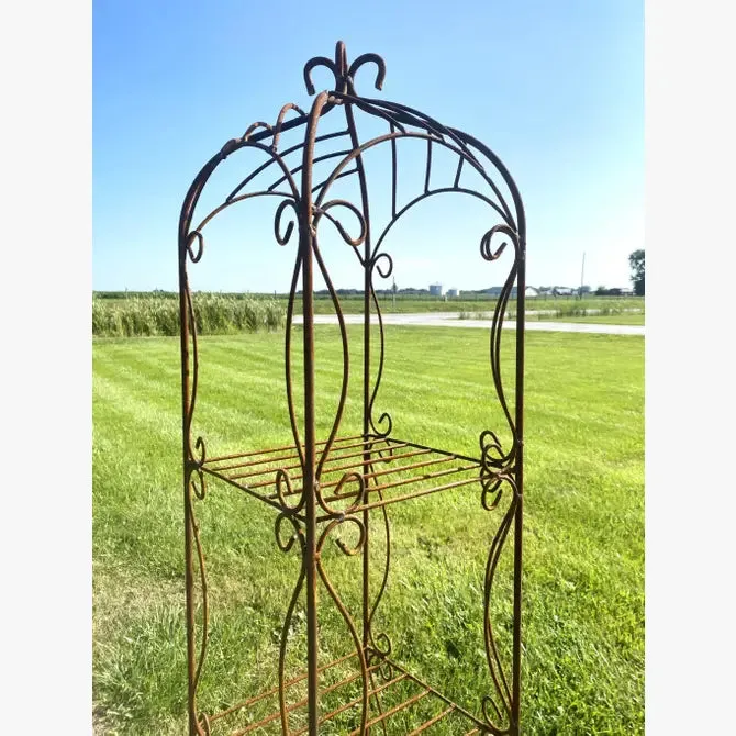 Wrought Iron Single Curl Fancy 4 Tier Shelf Store Display dried flower branch  