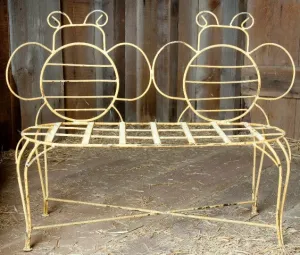 Wrought Iron Small Bumblebee Bench dried flower branch  