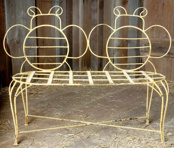 Wrought Iron Small Bumblebee Bench dried flower branch  