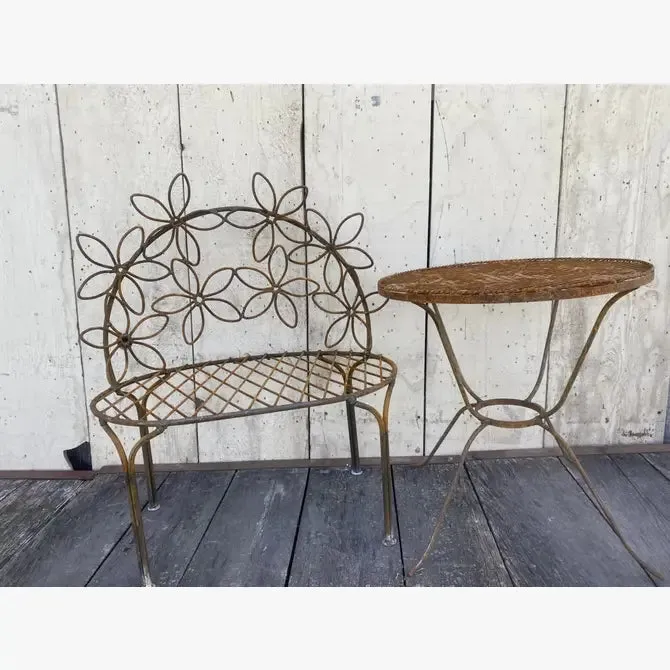 Wrought Iron Small Wrought Iron Daisey Bench
