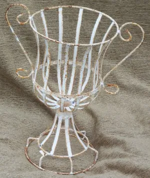 Wrought Iron Strap Urn With Wire Handles dried flower branch  