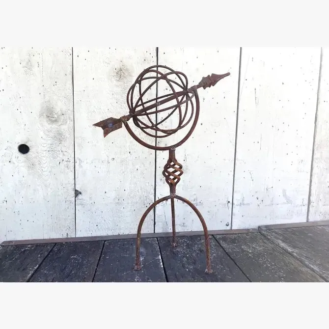 Wrought Iron Sundial with Cast Twist Tripod Legs